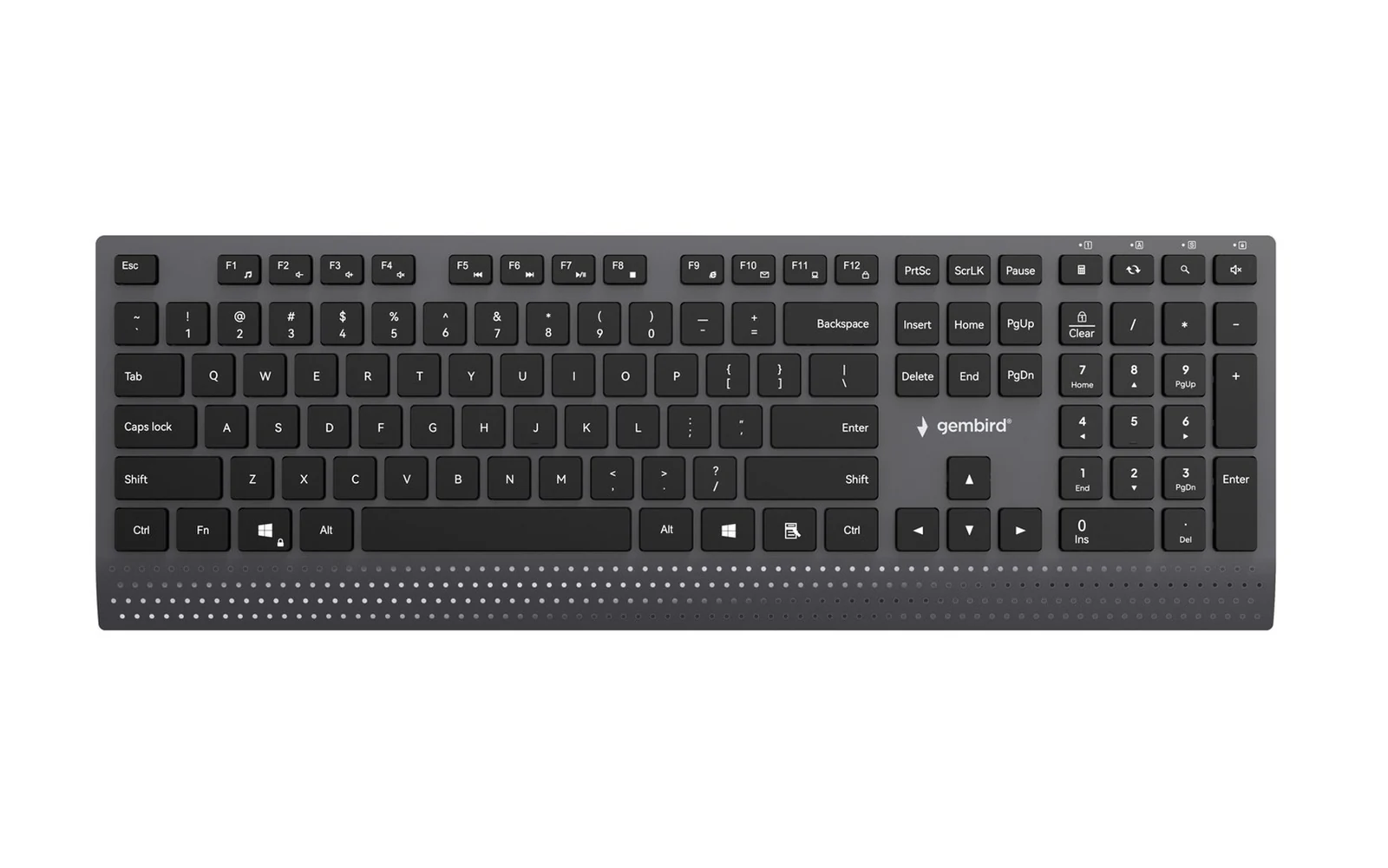 GEMBIRD KLAWIATURA SLIM PRZEWODOWA MULTIMEDIALNA CZARNA, USB-C, UKŁAD US — zdjęcie 1 z 6