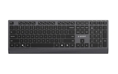 Klawiatura multimedialna Gembird Slim, przewodowa, USB-C, czarna, układ US