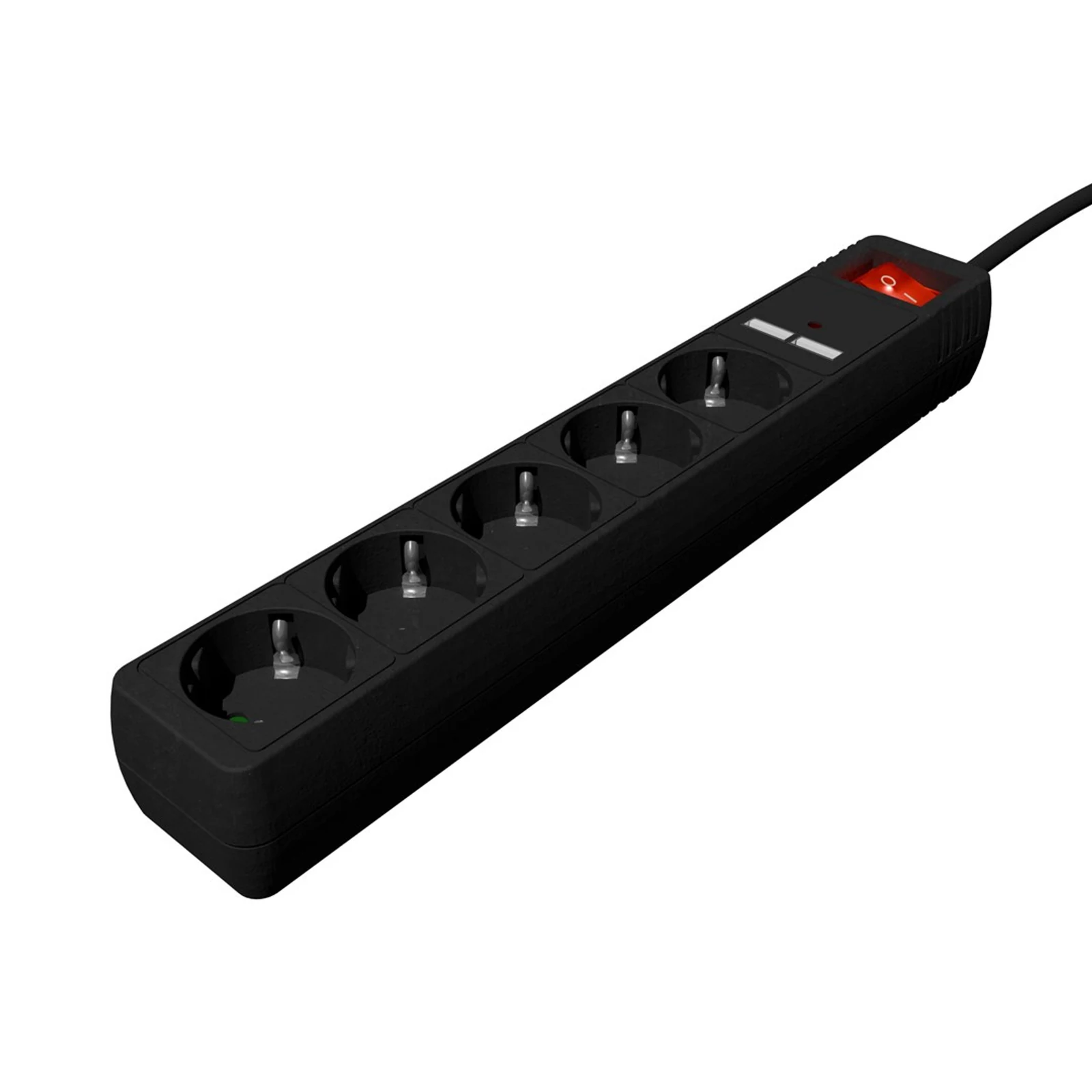 GEMBIRD Listwa Zasilają 5xSCHUKO + 2xUSB, 1,5m, Czarny — zdjęcie 1 z 4
