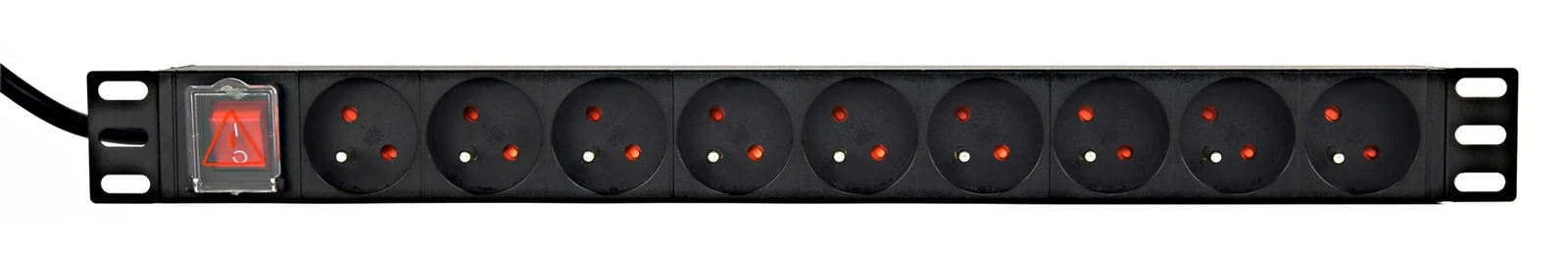 GEMBIRD LISTWA ZASILAJĄCA RACK 19" PDU 1U, 16A, 9X GNIAZDO FRENCH, WTYK FR, KABEL 2M — zdjęcie 1 z 8