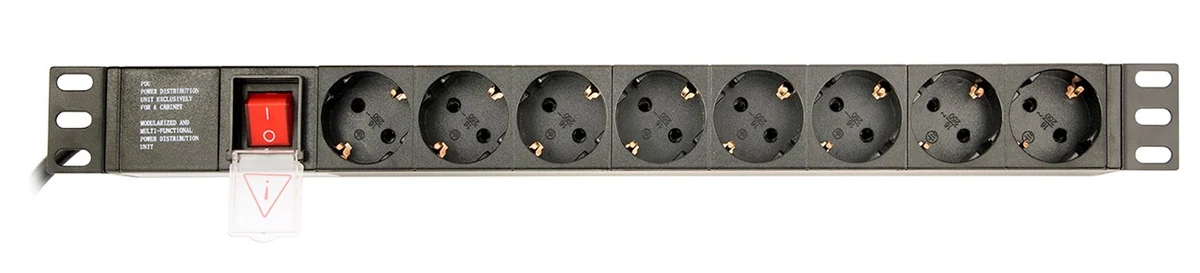 GEMBIRD LISTWA ZASILAJĄCA RACK 1U, 16A, 8X SCHUKO