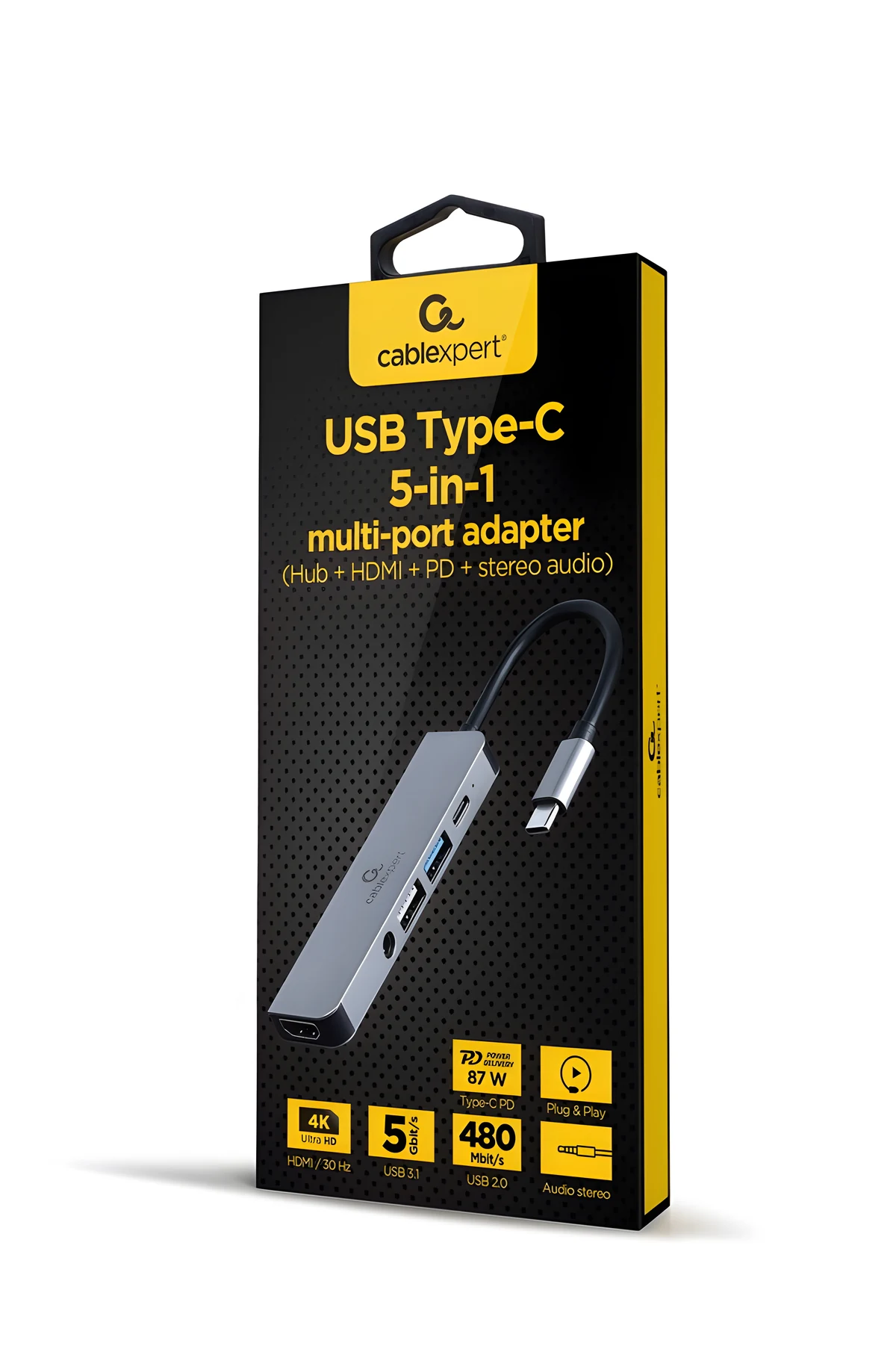 GEMBIRD MULTI ADAPTER USB TYP-C 5W1 SREBRNY