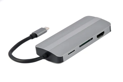 Adapter wielofunkcyjny Gembird USB-C 8w1, szary