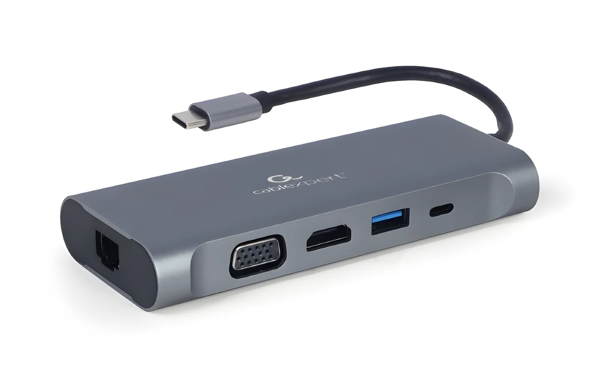 Adapter wielofunkcyjny USB-C 7w1, szary