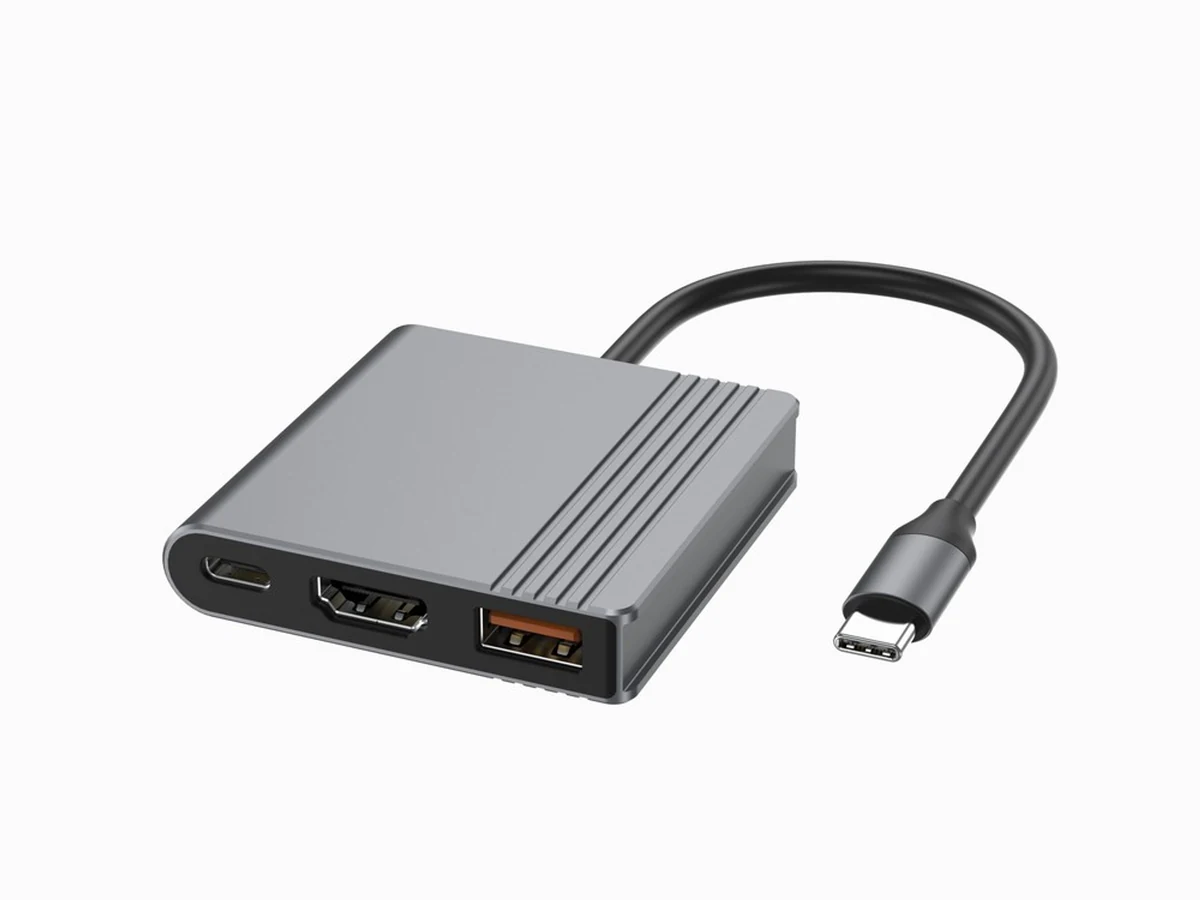 Adapter USB-C 3w1, Gembird, szary