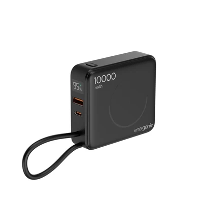 Powerbank Gembird 10000 mAh, Szybkie ładowanie 20W, Ładowanie bezprzewodowe, Czarny