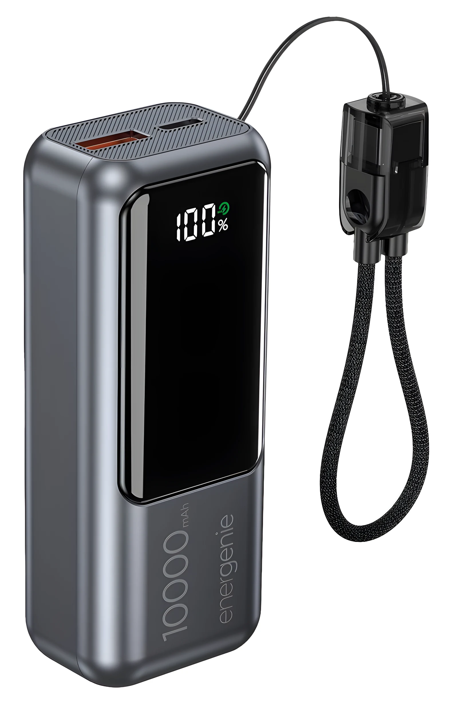 Powerbank Gembird 10000mAh, wyświetlacz LCD, ładowanie 20W, szary — zdjęcie 1 z 4
