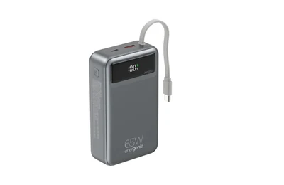 Powerbank Gembird 20000 mAh z szybkim ładowaniem 65W i zintegrowanymi kablami, czarny