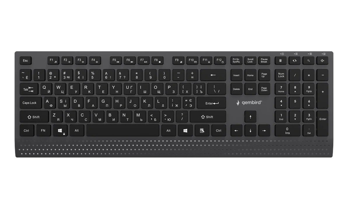 GEMBIRD PRZEWODOWA KLAWIATURA MULTIMEDIALNA SLIM USB-C, RU LAYOUT, CZARNA