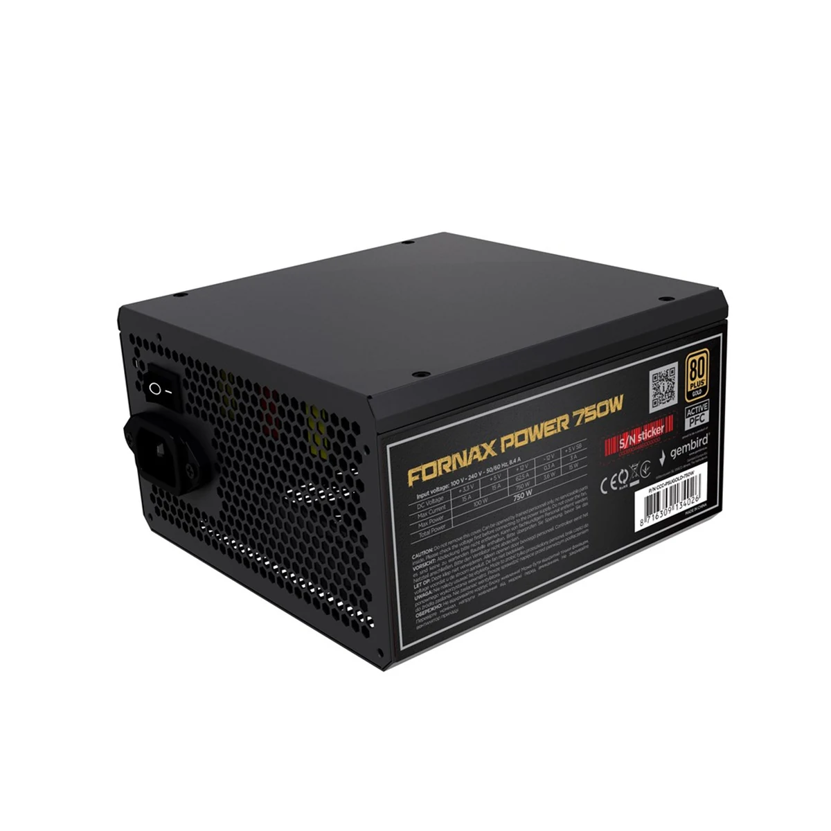 GEMBIRD ZASILACZ FORNAX POWER 750W 80+ BRONZE ATX