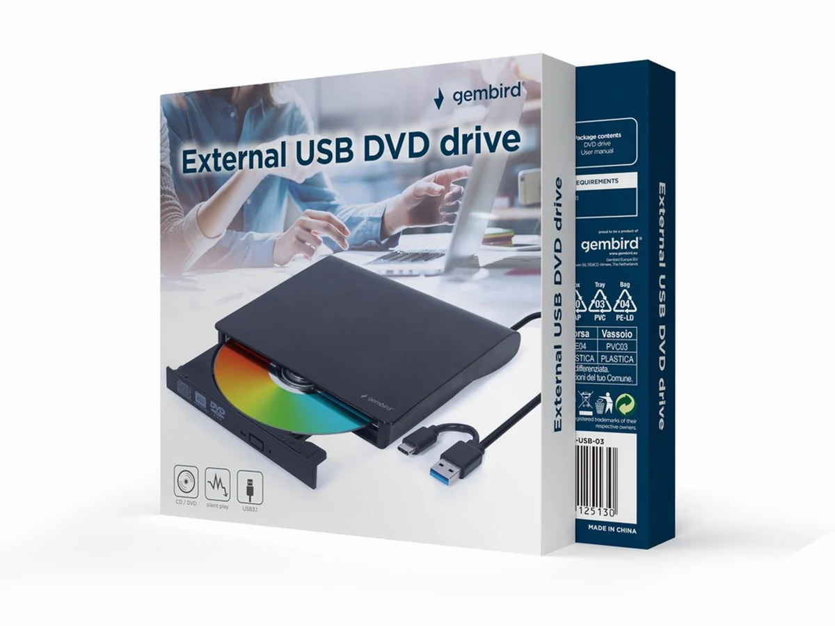 GEMBIRD Zewnętrzna Nagrywarka DVD 8X, CD 24X USB 3.1