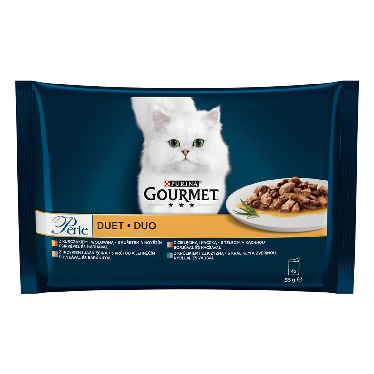 GOURMET PERLE Duet Mięsny - 4x85g dla Dorosłego Kota