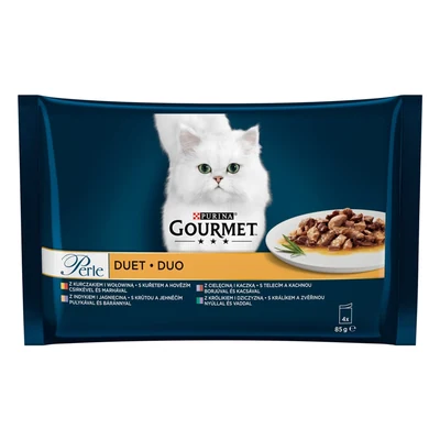 Mokra karma dla kota GOURMET PERLE Duet Mięsny - 4 saszetki po 85g