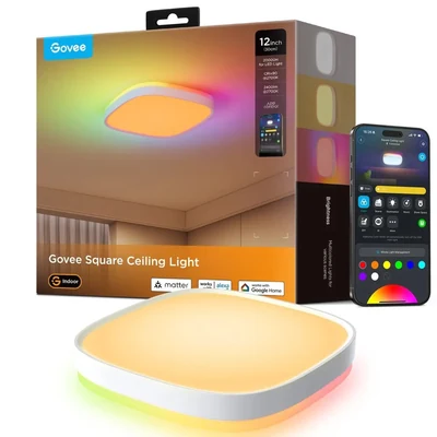 Inteligentna lampa sufitowa Govee H80A4, kwadratowa, 12 cali, RGBWW + RGBIC