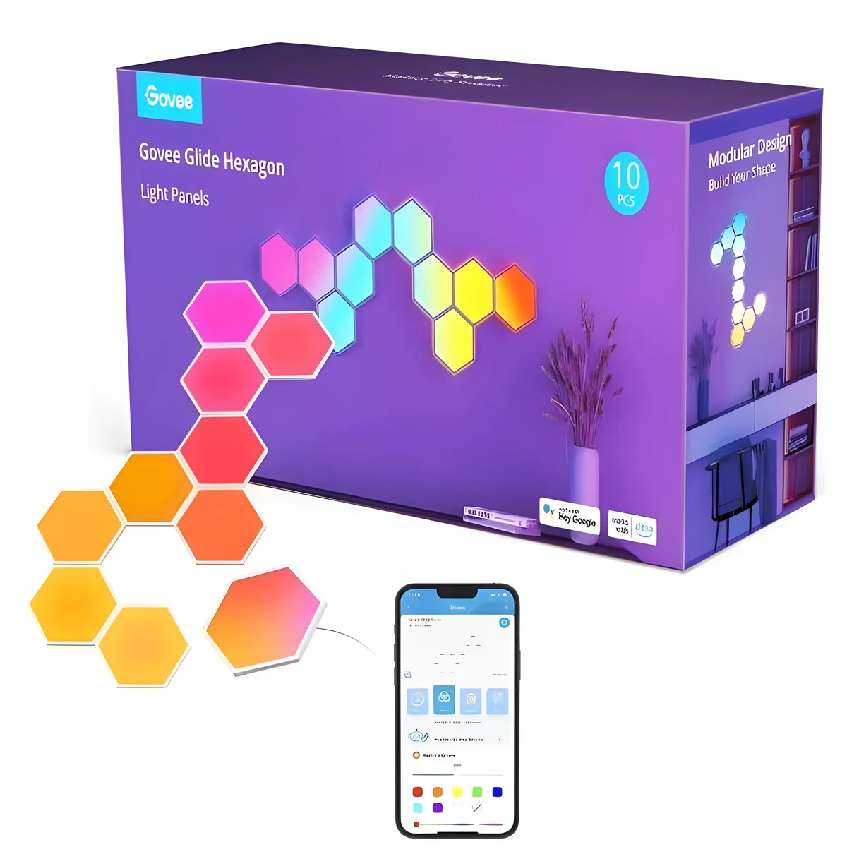 Oświetlenie studyjne Govee Glide Hexa (10 paneli) H6061