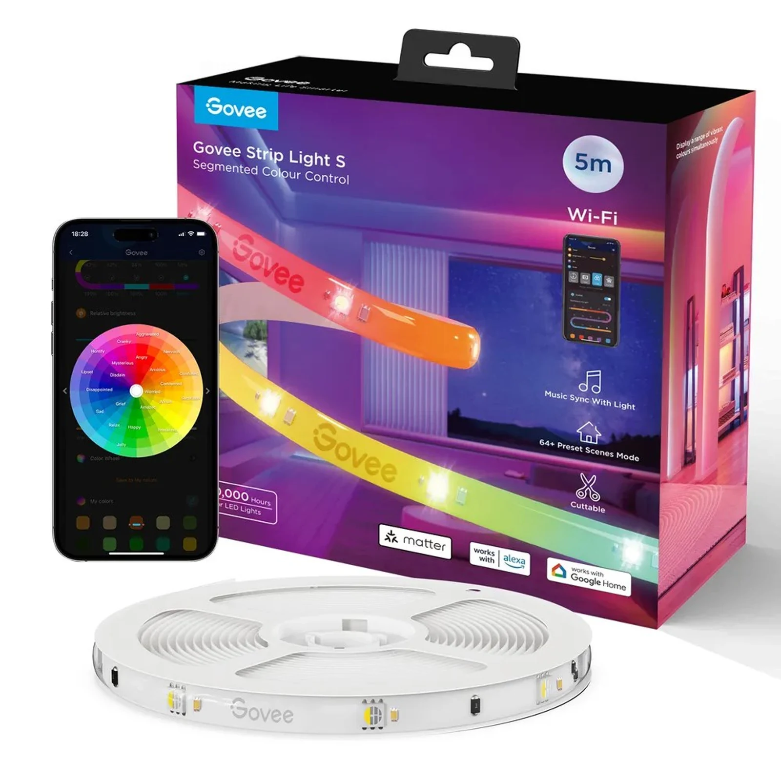 Govee Taśma LED Strip Light S 5m RGBIC, Wi-Fi, Bluetooth H612ACD1 — zdjęcie 1 z 7