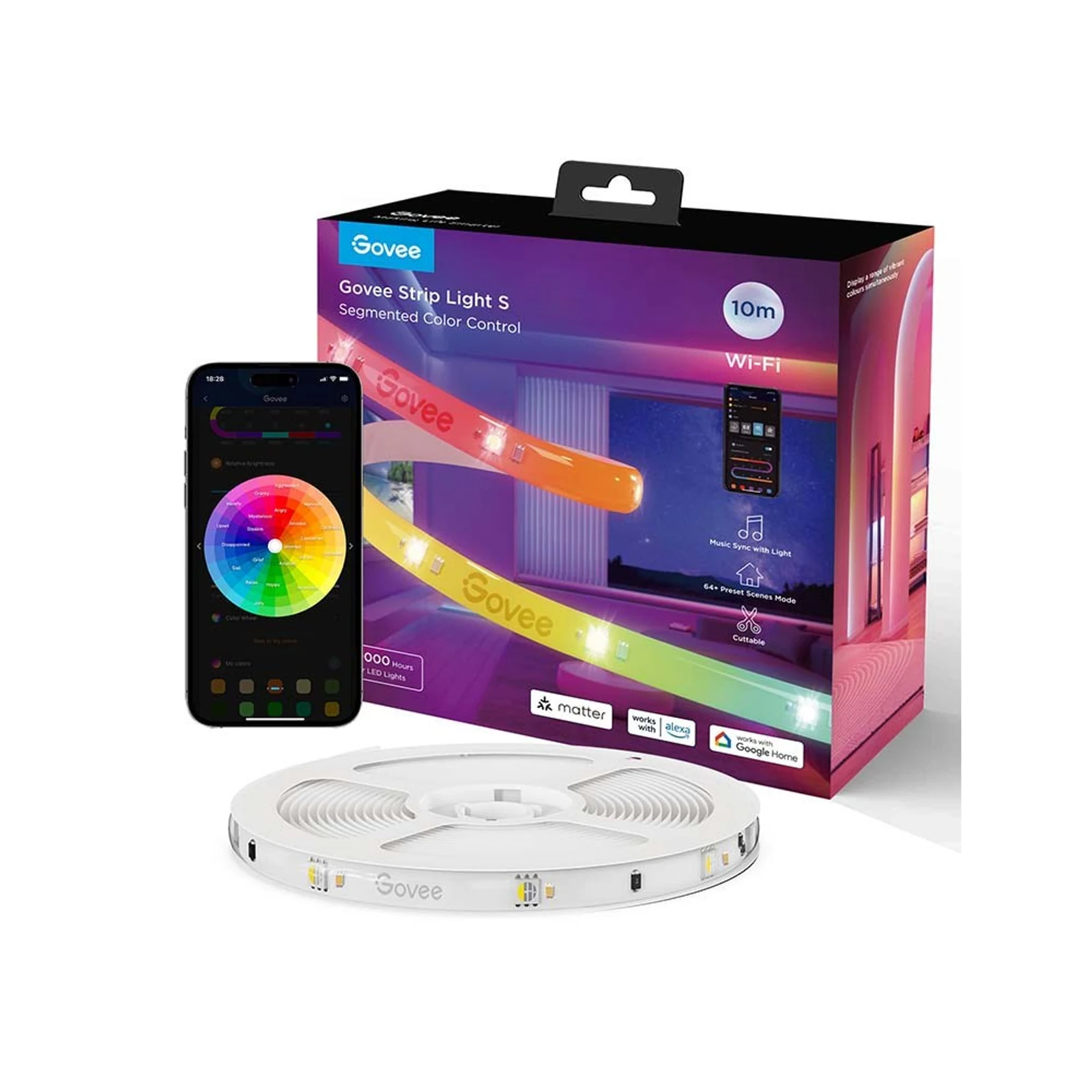 Govee Taśma LED Strip Light S z przezroczystą powłoką ochronną 10m RGBIC, Wi-Fi, Bluetooth H612CCD11