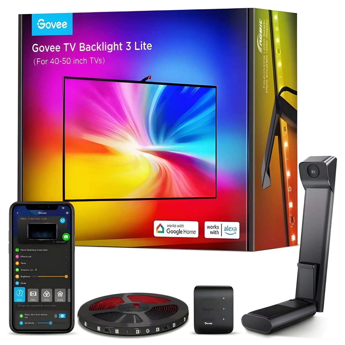 Govee TV Backlight Taśma LED do telewizora 40-50 cali, RGBICW, Wi-Fi + Bluetooth H60973D1