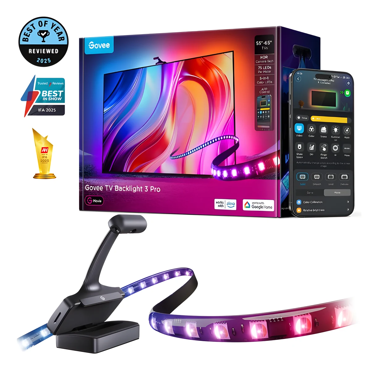 Govee TV Backlight Taśma LED do telewizora 55-65 cali, AI, RGBWWIC, Wi-Fi, Bluettoth R2A80
