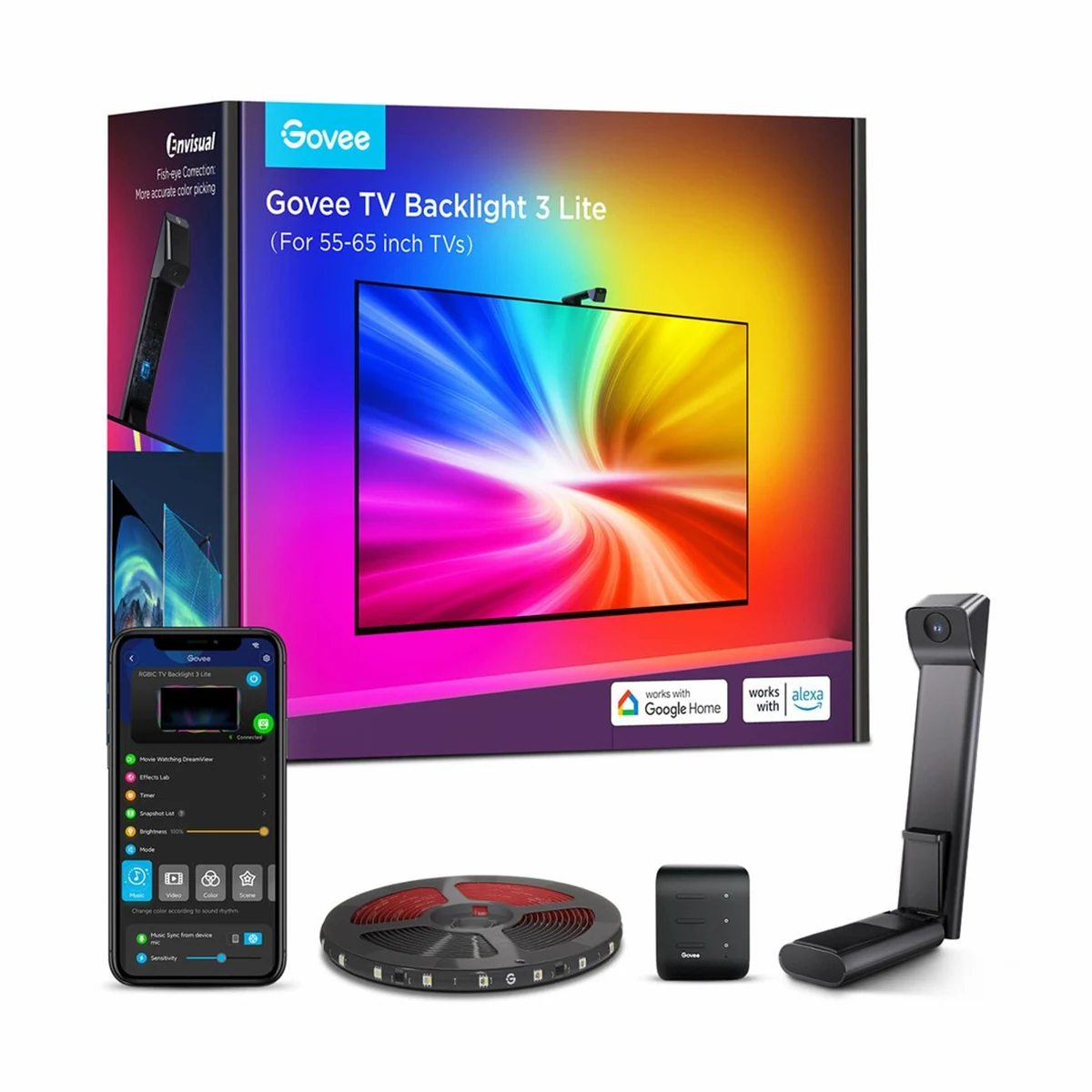 Govee TV Backlight Taśma LED do telewizora 55-65 cali, RGBICW, Wi-Fi + Bluetooth H60993D1