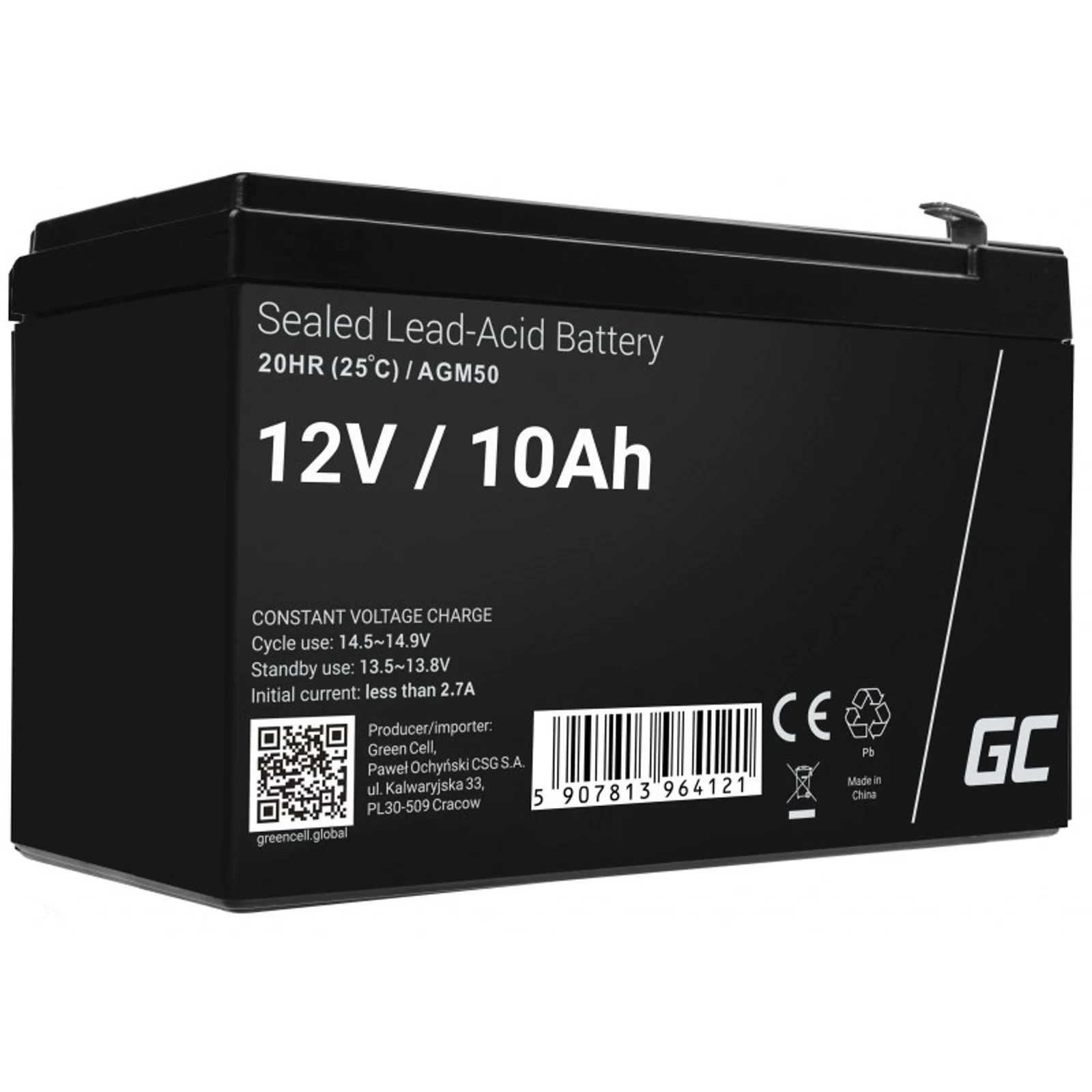 GREEN CELL AGM50 12V 10AH Akumulator źniowy AGM — zdjęcie 1 z 6