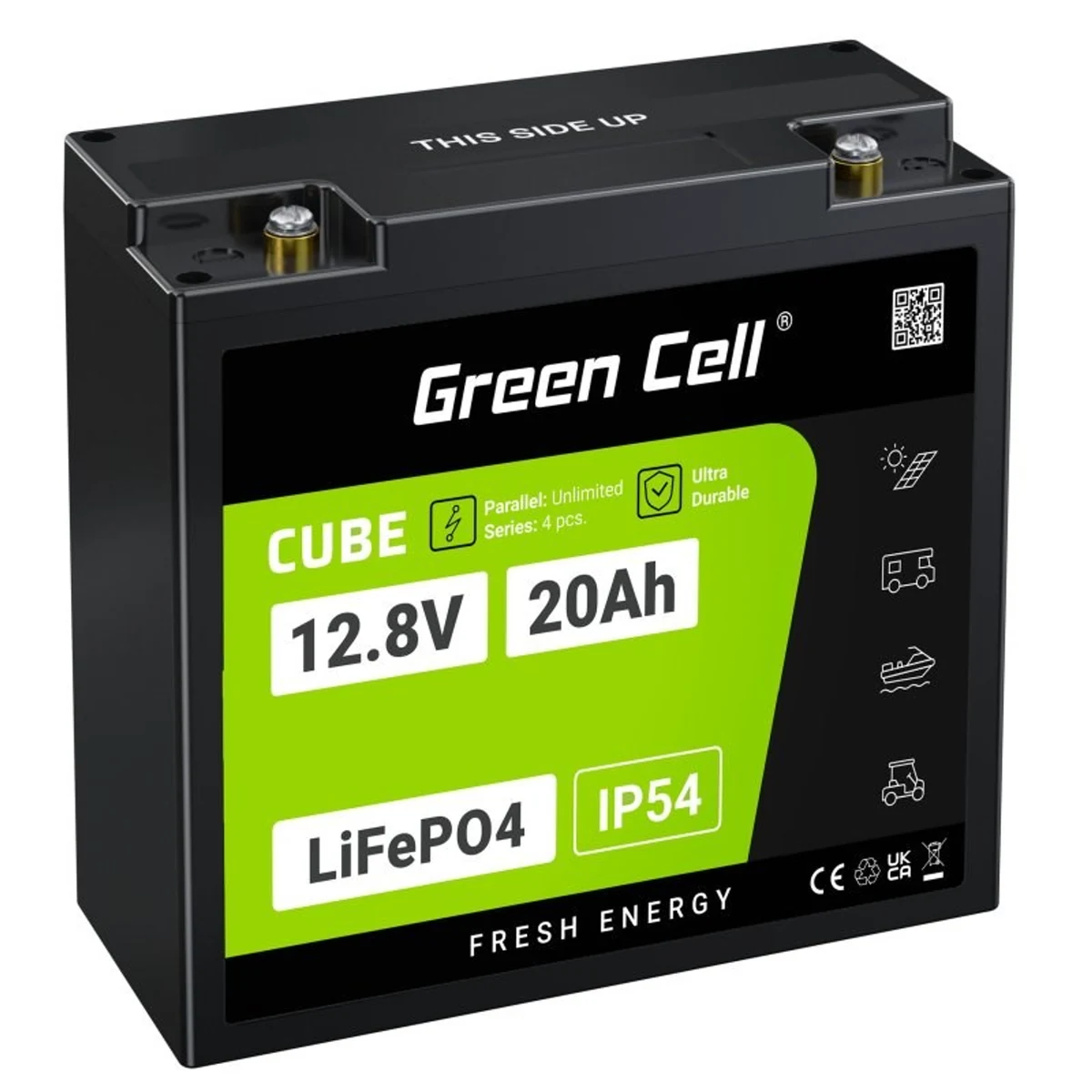 GREEN CELL AKUMULATOR LIFEPO4 CUBE 20AH 12V/12.8V 256WH