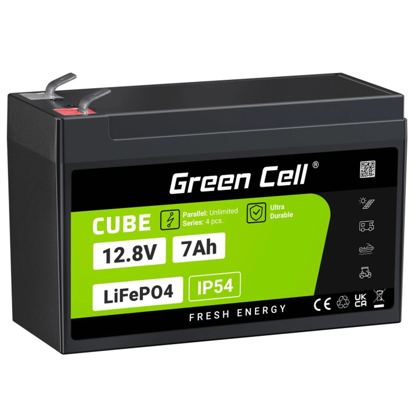 Akumulator GREEN CELL LifePO4 Cube 7Ah 12V/12.8V 89.6Wh — zdjęcie 1 z 8