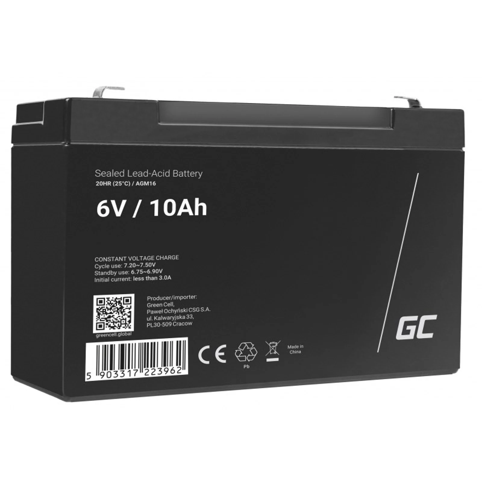 Akumulator żelowy AGM 6V 10Ah Green Cell — zdjęcie 1 z 5