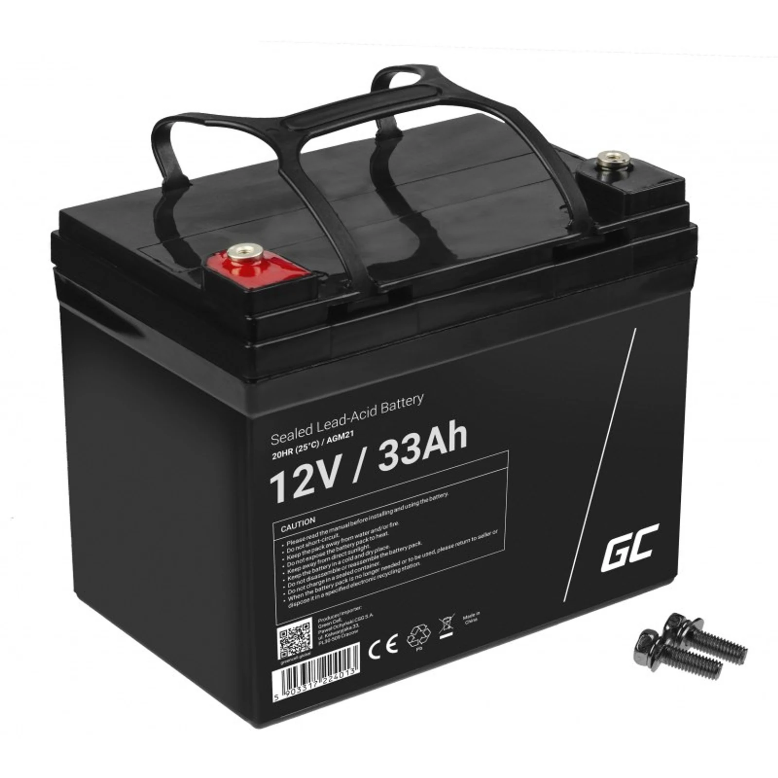 GREEN CELL AKUMULATOR ŻELOWY AGM21 12V 33AH — zdjęcie 1 z 5