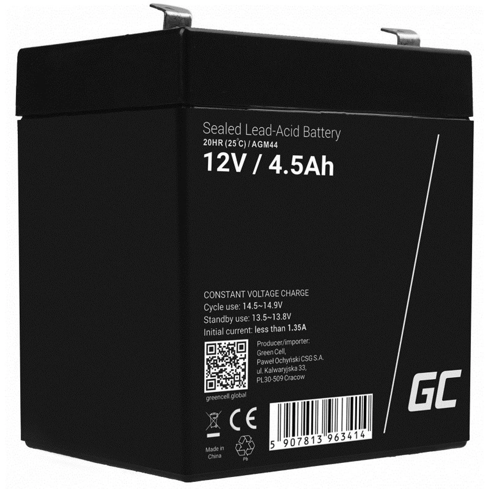 GREEN CELL AKUMULATOR ŻELOWY AGM44 12V 4.5AH — zdjęcie 1 z 5