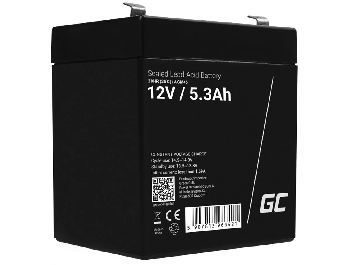 Akumulator żelowy AGM GREEN CELL AGM45 12V 5.3Ah
