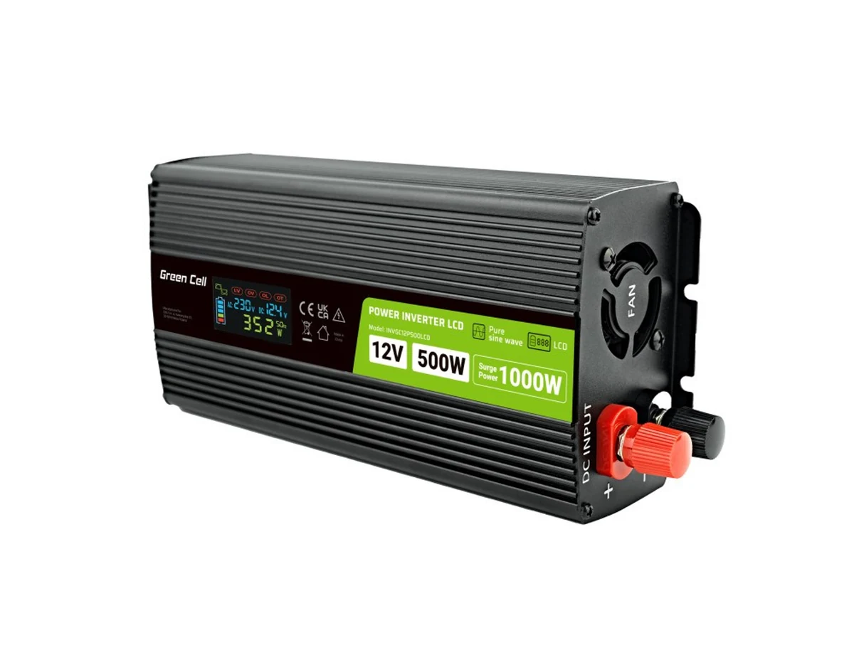 GREEN CELL INVGC12P500LCD Przetwornica 12V 500W/1000W