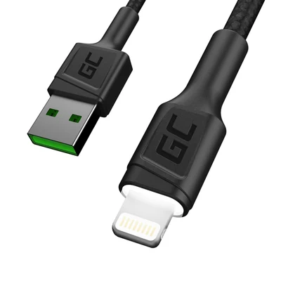 Kabel USB-Lightning Green Cell GC Ray, 120 cm, biały, z diodą LED i szybkim ładowaniem
