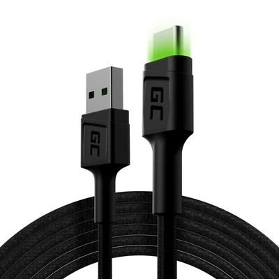 Kabel USB-C Green Cell GC Ray 200 cm, zielony, szybkie ładowanie Ultra Charge, QC 3.0