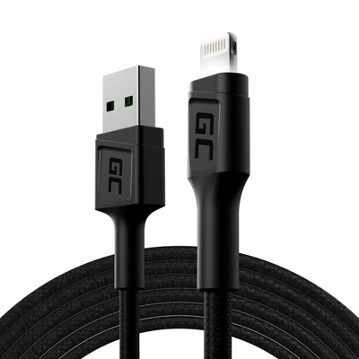 Kabel USB-Lightning GC Ray 200 cm, biały z diodą LED, Green Cell
