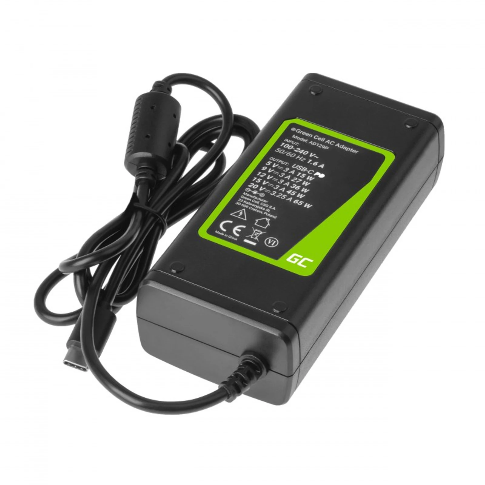 GREEN CELL ZASILACZ USB-C 65W AD134P — zdjęcie 1 z 8