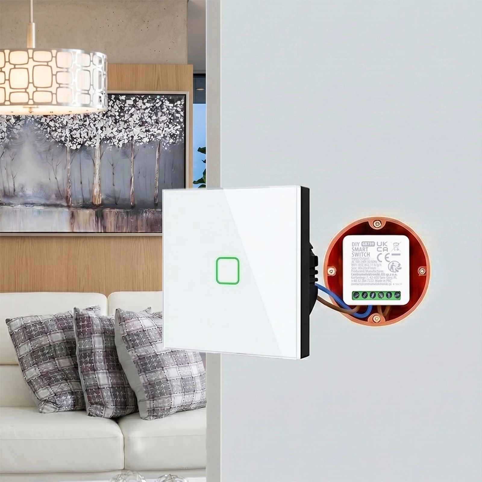 GREENBLUE PRZEKAŹNIK WIFI DOPUSZKOWY, ANDROID/IOS/ALEXA/GOOGLE HOME,100-240V AC, 50/60HZ, MAX.16A, DLA LED 150W GB739 — zdjęcie 1 z 8