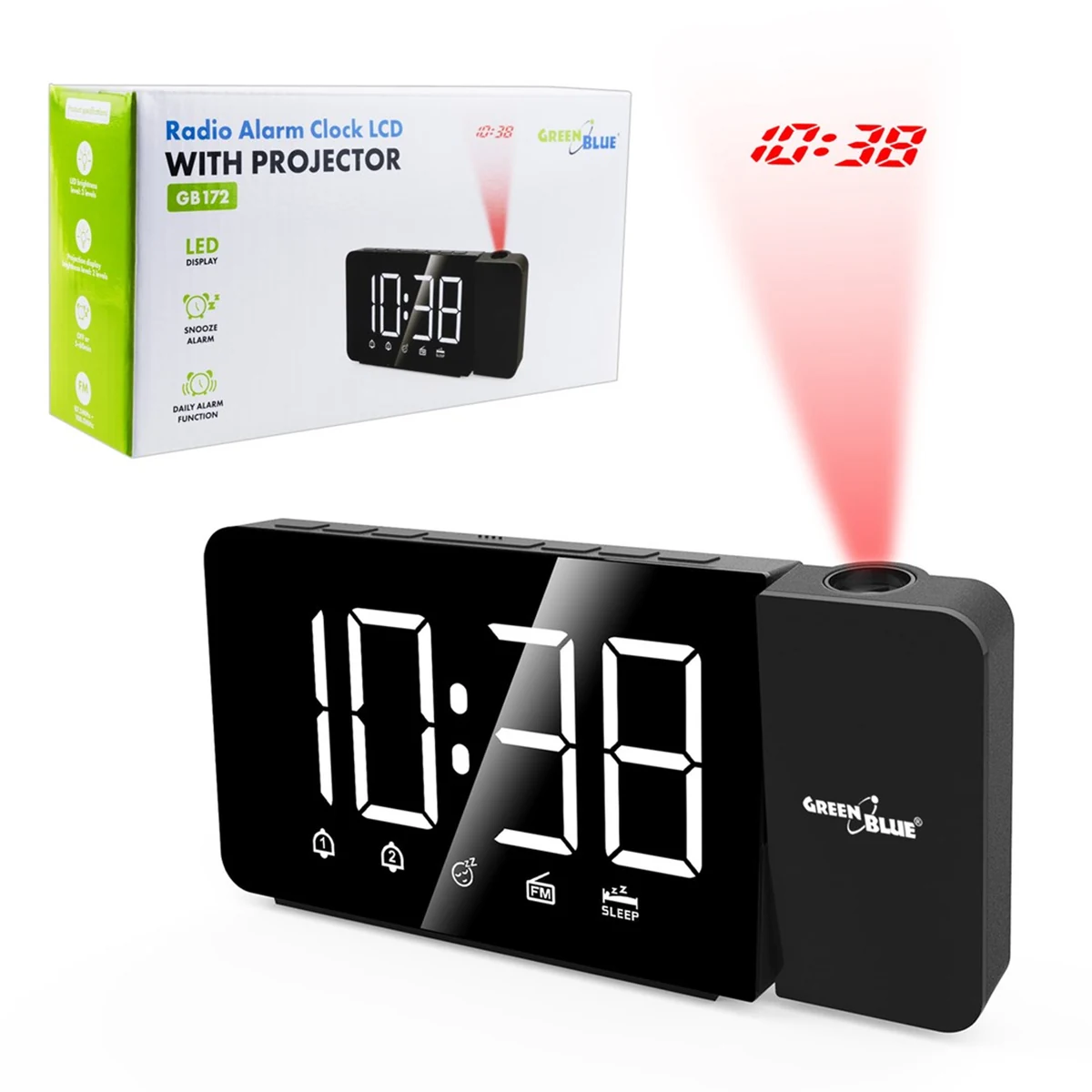 GREENBLUE Radiobudzik GB172 LED Monochromatyczny