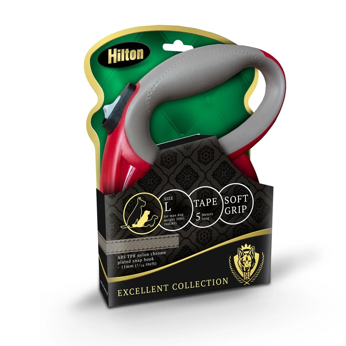HILTON SMART DOG TAPE L BORDOWO-SZARA SMYCZ AUTOMATYCZNA 5M
