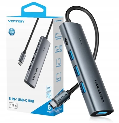 Hub USB-C 3.0 Vention 0.15m - Wytrzymały