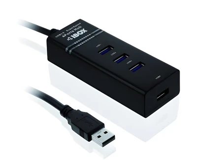 Hub USB 3.0 IBOX Czarny 4 Porty IUH3FB