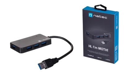 Hub USB NATEC Moth NHU-1342 (4x USB 3.0, czarny)