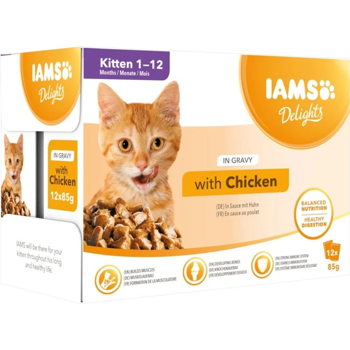 IAMS Delights bogata kurczaka w sosie kocięta 12x85g