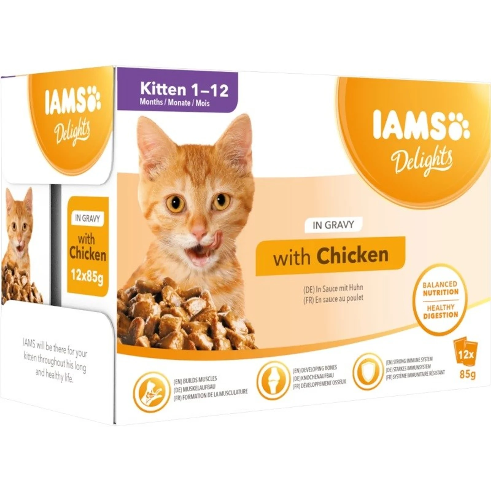 Mokra karma dla kociąt IAMS Delights z kurczakiem w sosie 12x85g — zdjęcie 1 z 2
