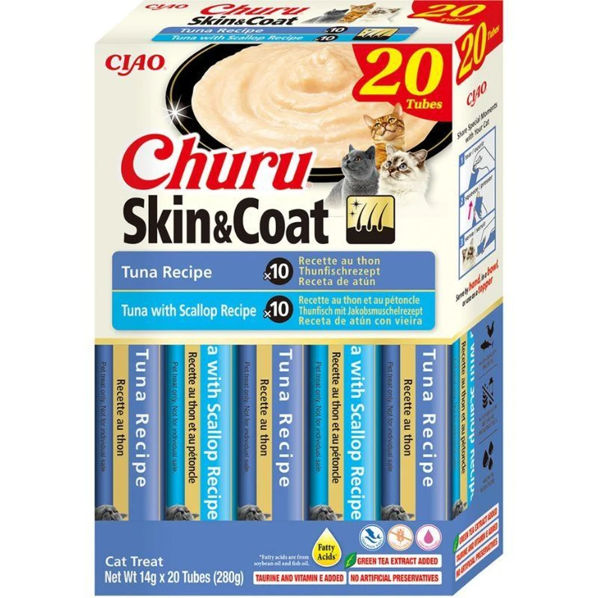 INABA CAT CHURU SKIN & COAT TUNA 20x14g