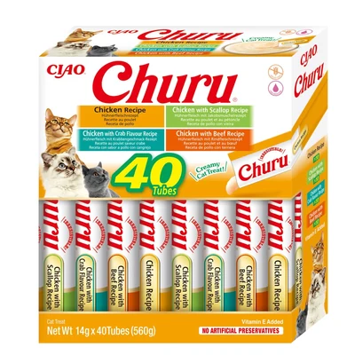 Przysmaki dla kota INABA CAT CHURU VARIETIES z kurczakiem, 40 saszetek po 14 g