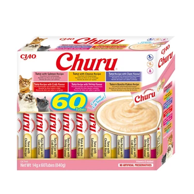 Przysmak dla kota INABA CAT CHURU VARIETIES - tuńczyk, 60 saszetek po 14 g