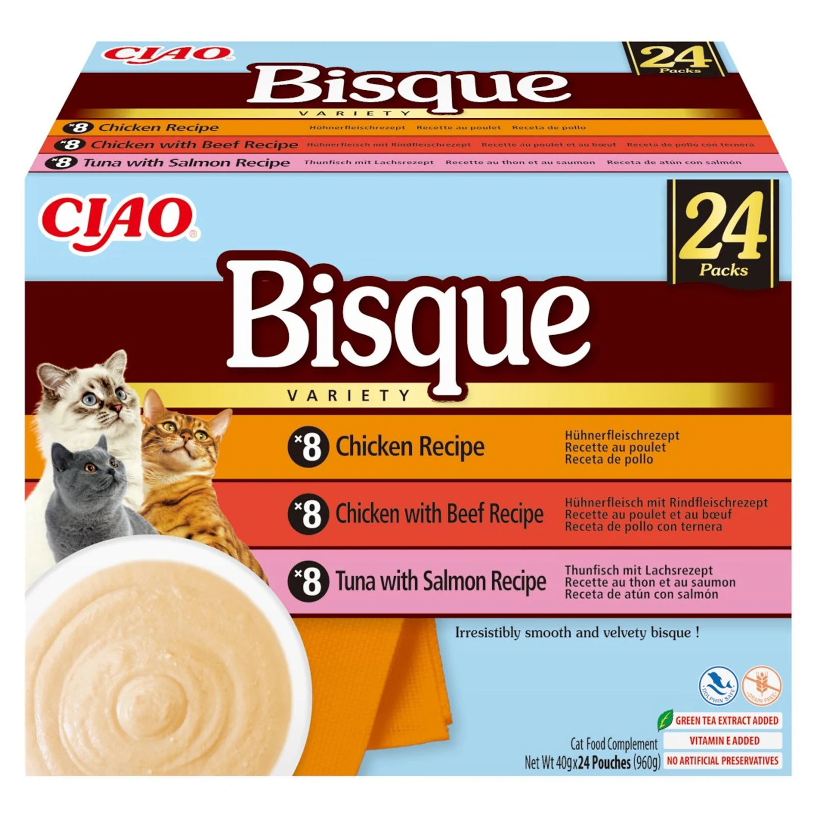 INABA CAT CIAO BISQUE CHICKEN, BEEF, FISH 24x40g — zdjęcie 1 z 4
