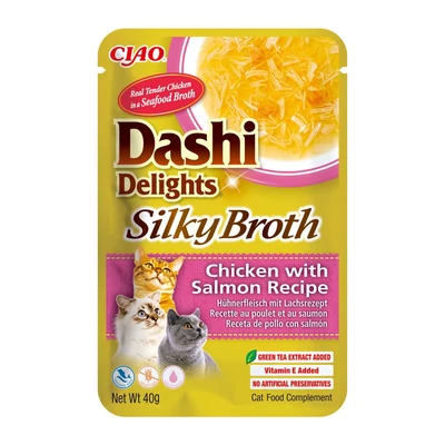 Przysmak dla kota INABA Dashi Delights z kurczakiem i łososiem 40g