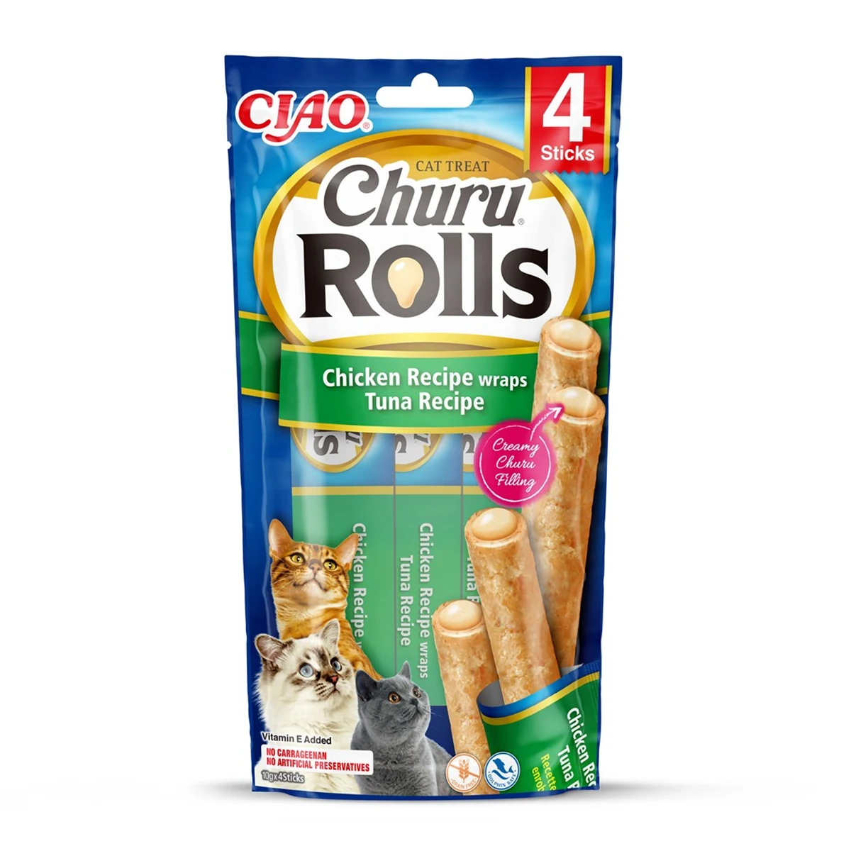 INABA Churu Rolls Tuńczyk z kurczakiem - 4x10g